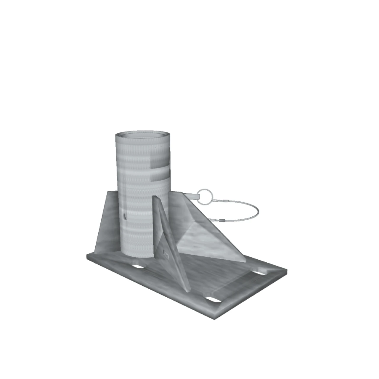 3D tekening van een paaltje met kabel