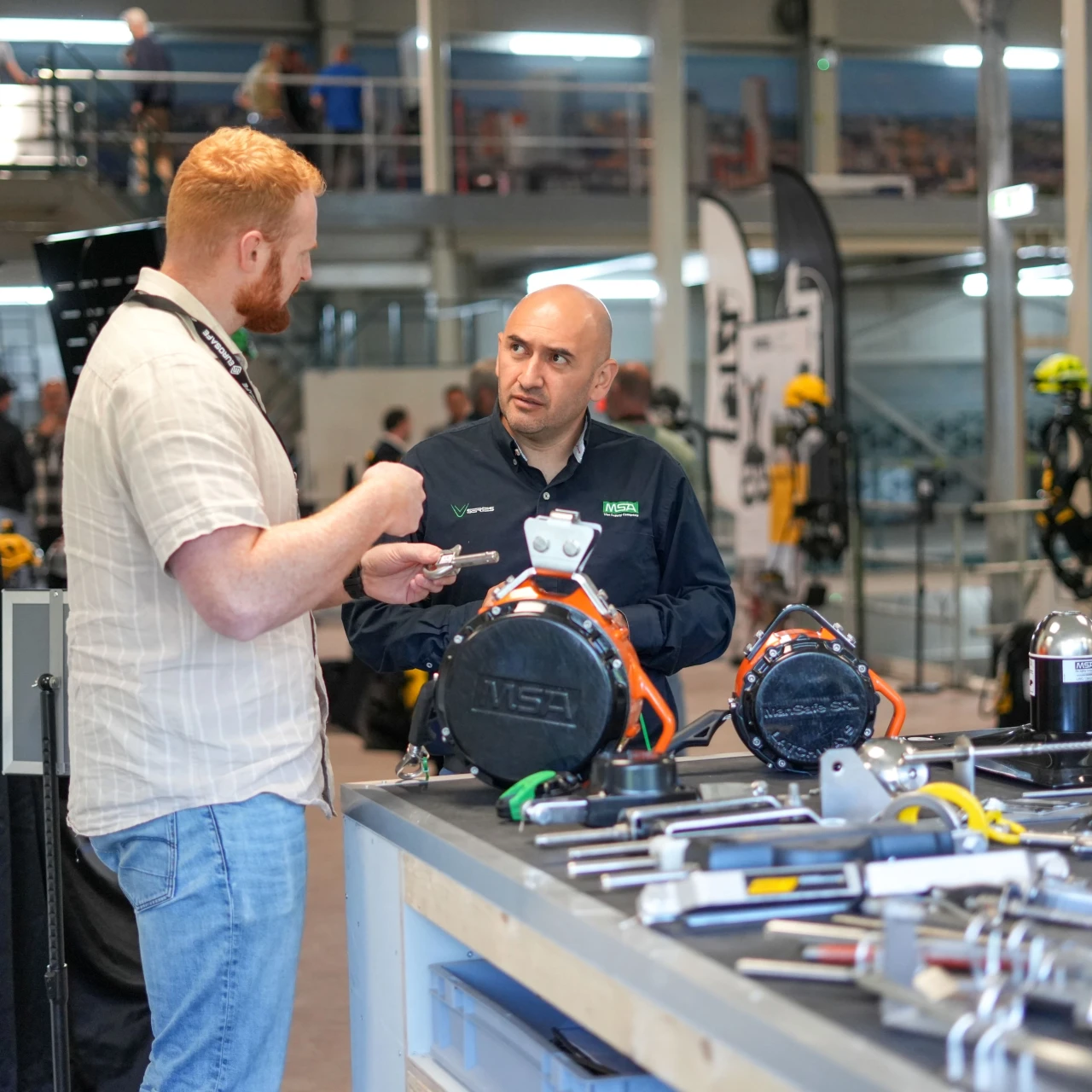 Een uitleg over de producten van MSA in de Eurosafe trainingshal in Zwolle